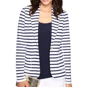 Lily Pulitzer Women’s Mindy Shawl Collar Striped Navy White One Button Blazer XS